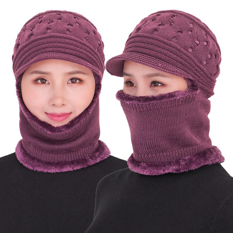 Men's Winter Wool Hat: Warm Knitted One-Piece with Face and Neck Protection for Outdoor Cycling