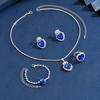 Love Rhinestone Necklace Earrings Ring Jewelry Four-Piece Set High-End Bridal Jewelry