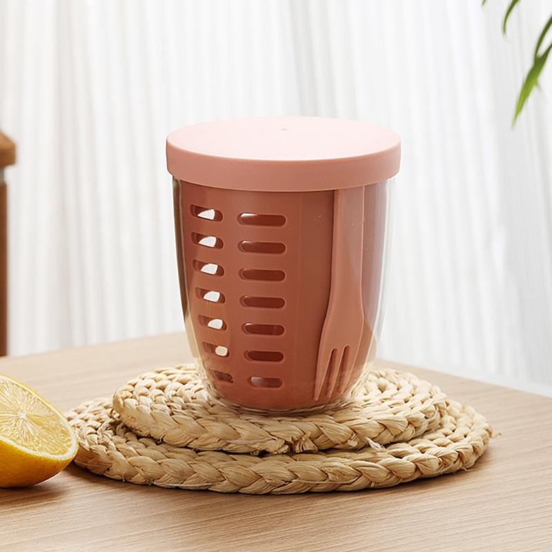 600ml Praktische Picknick Opbergemmer Plastic Beker Afsluitbare Saladebeker voor School