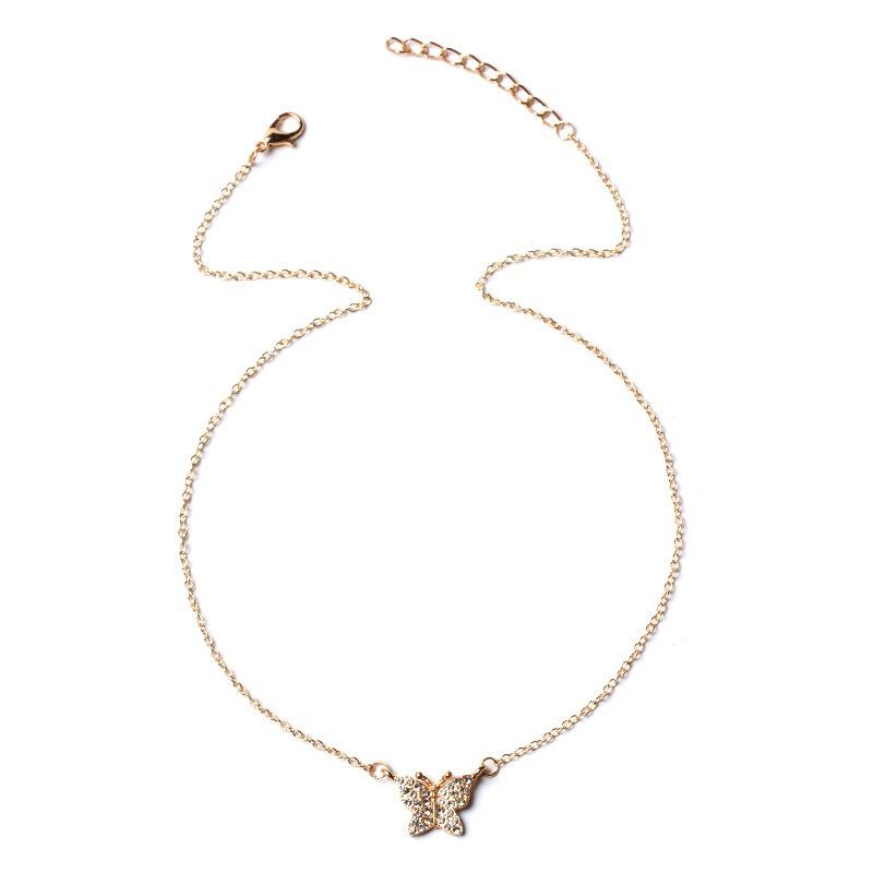 Butterfly full diamond necklace, new jewelry fashion high-end wind collarbone chain women's neck chain