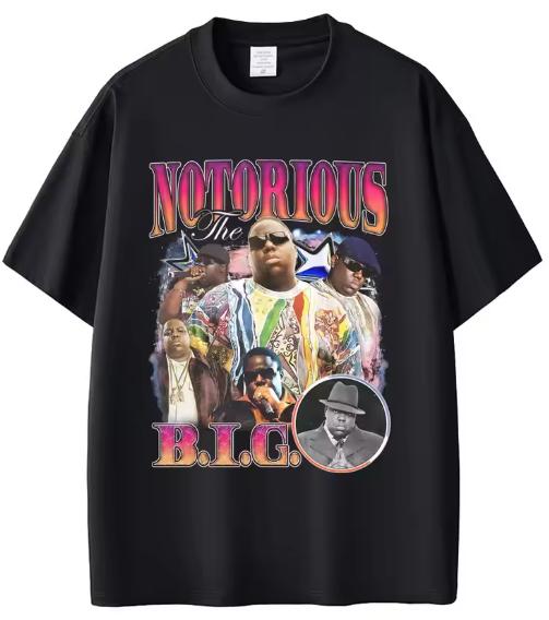 Rapper The Notorious Big Graphic TShirt Biggie Smalls Print T Shirts Unisex Hip Hop Fashion Tees Male Cotton Oversized TShirts