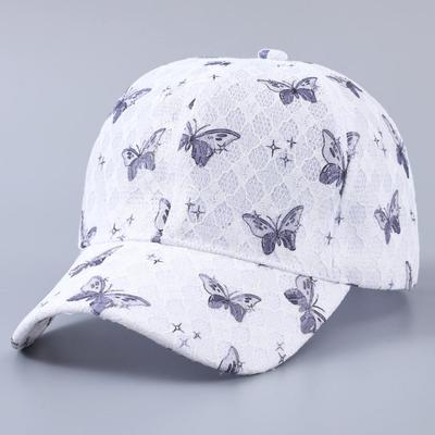 Spitzen-Schmetterlings-Print Dekorative Baseballkappe, Atmungsaktiver Sport-Sonnenhut für Frühling und Sommer