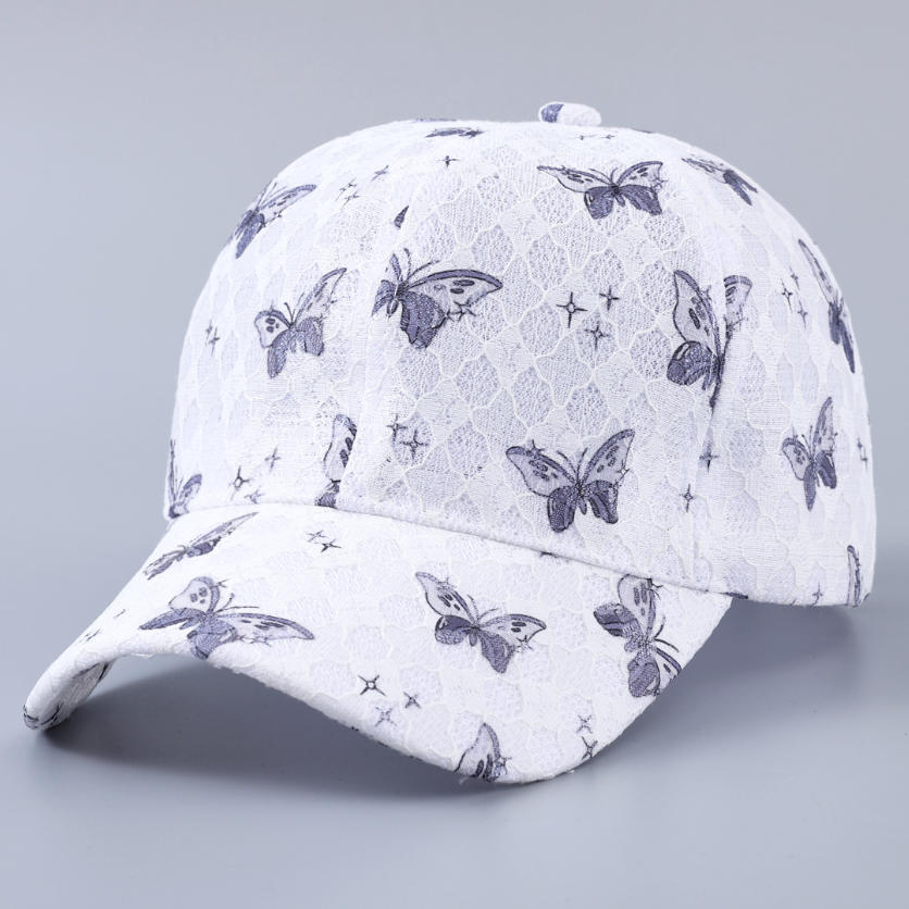 Lace Butterfly Print Decorative Baseball Cap, Spring and Summer Breathable Sports Sun Hat