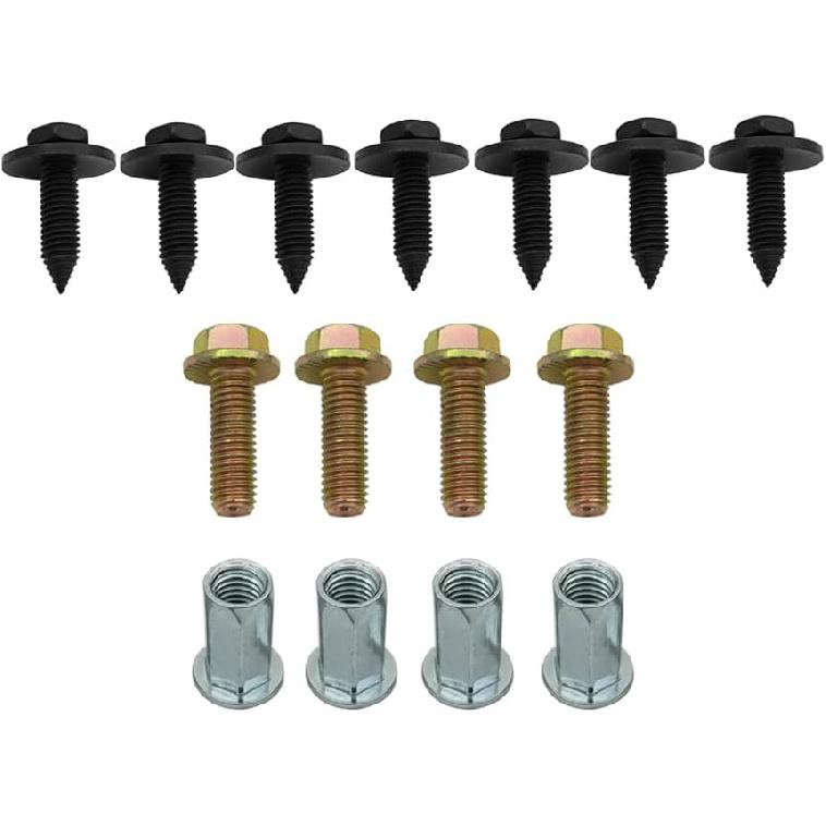 Steel Front Bumper Skid Plate Bolts Nutserts Rivet Nuts Compatible with Jeep Wrangler/with Jeep Gladiator, 6511076AA 6104414AA 6512587AA