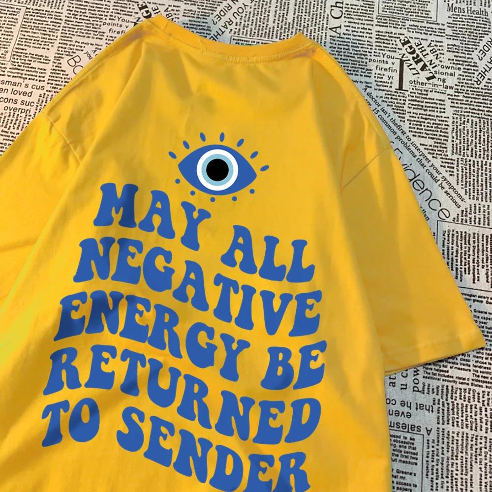 May All Negative Evergy Be Returned To Sender Man T-Shirts Hip Hop Quality Loose Shirt Pattern Tops Simplicity Cotton Clothes
