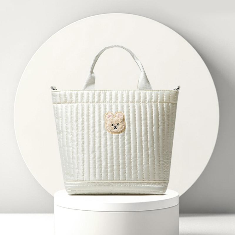 Travel Bag Embroidery Bear Pattern Diaper Bag Crossbody Bag Multiple Compartment Shoulder Bag Large Capacity Mom Bag
