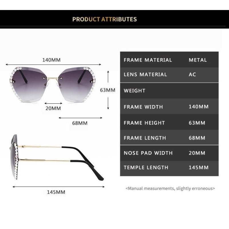 Oversized Rimless Square Sunglasses Women Luxury Fashion Gradient Clear Lens One Piece Men Gafas Glasses