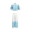 Fashionable Niche Design Two-piece Embroidered Hollowed-out Jacket High-waist Trousers Suit Women
