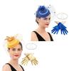 Kentucky Derby Hat For Women Feather Fascinator Hat and Necklace Earring Gloves Set For Tea Party Church Wedding