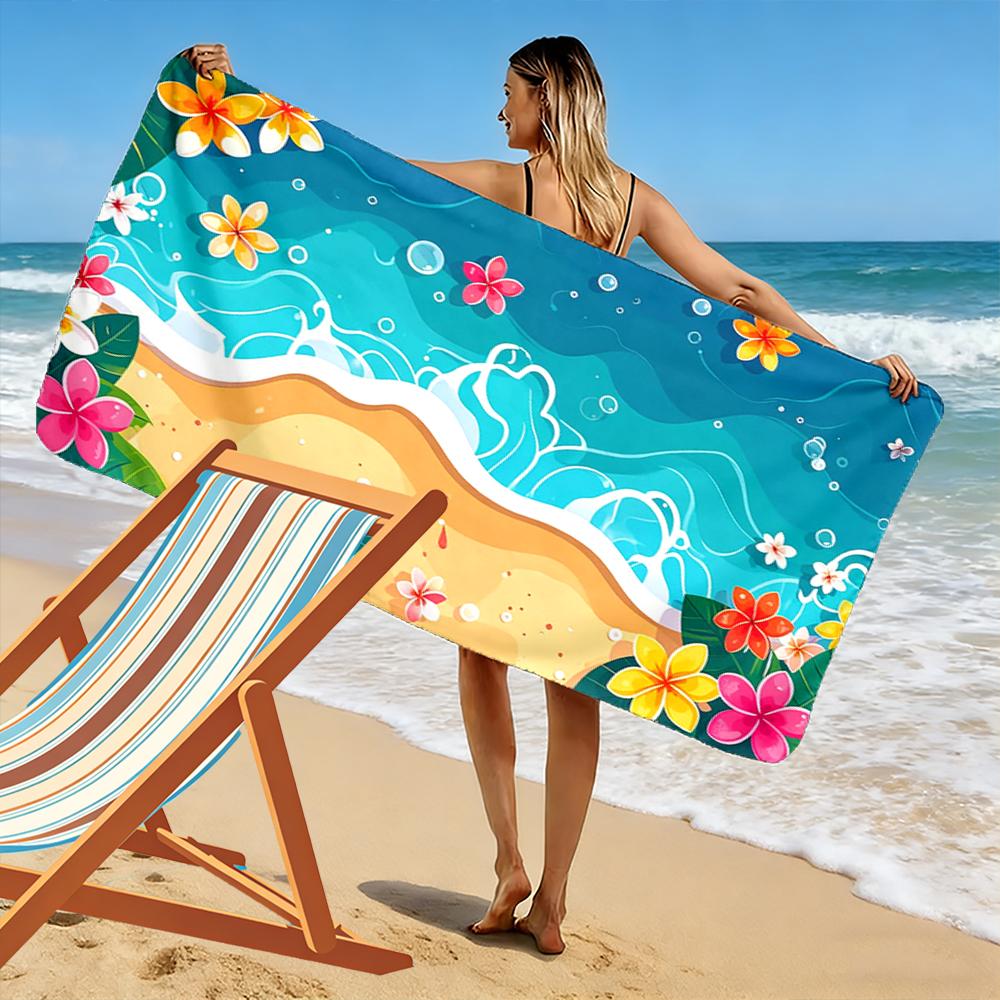 Tropical Beach Floral Design Towel Beach Towel Quick-drying for Travel Outdoor Sports Jogging Beach and Swimming
