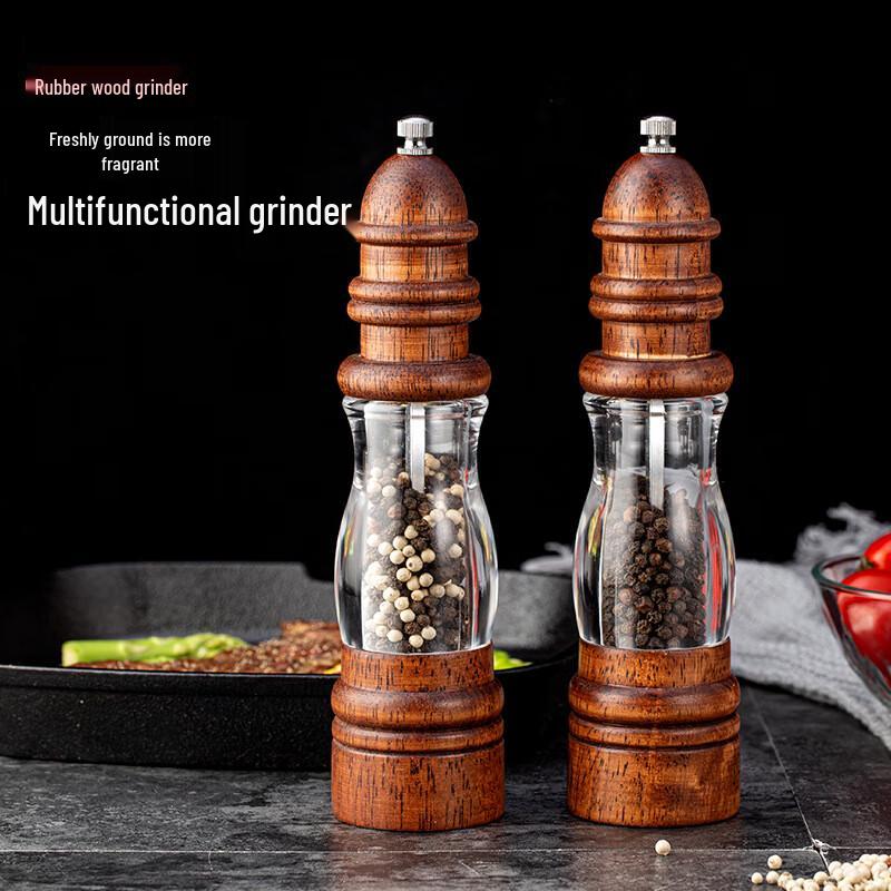 

8-дюймовый деревянный ручной набор мельниц для соли и перца с дубовым основанием