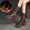GKTINOO 2025 Winter Plush Genuine Leather Women Boots Platform Booties Soft Cowhide Women's Shoes Zip Ankle Boots zapatos mujer