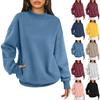 Damen Rollkragenpullover mit Taschen Langarm Freizeit Oberteil