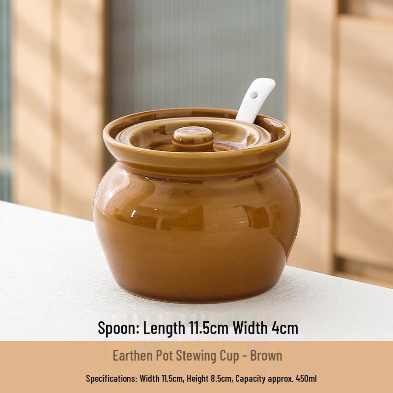 Ceramic Double Boiler Stew Pots with Spoons