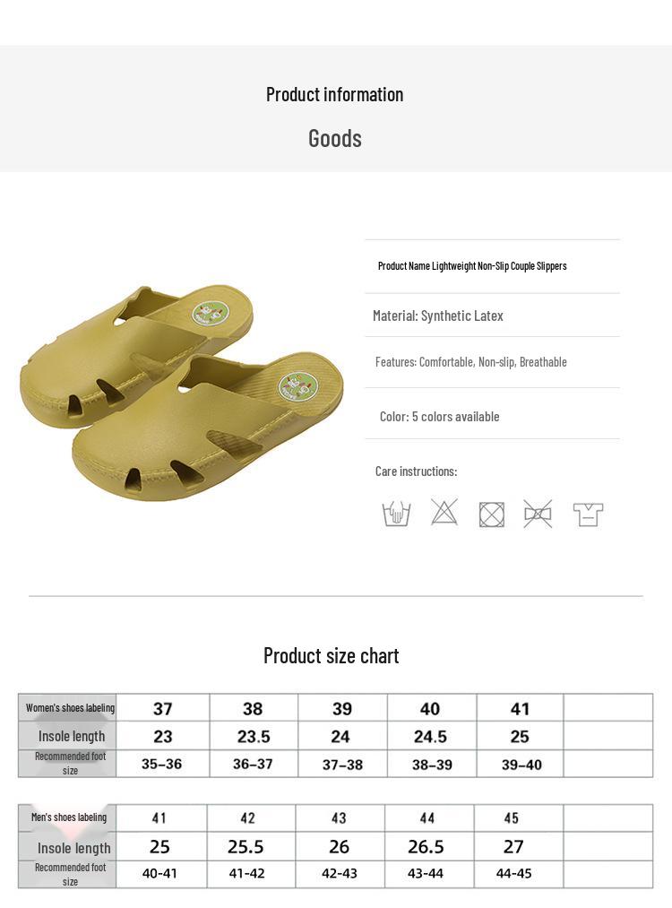 Super Soft Vietnamese Latex Closed-Toe Slippers: Non-Abrasive, Odorless Rubber Casual Shoes with Soft Soles for Men & Women