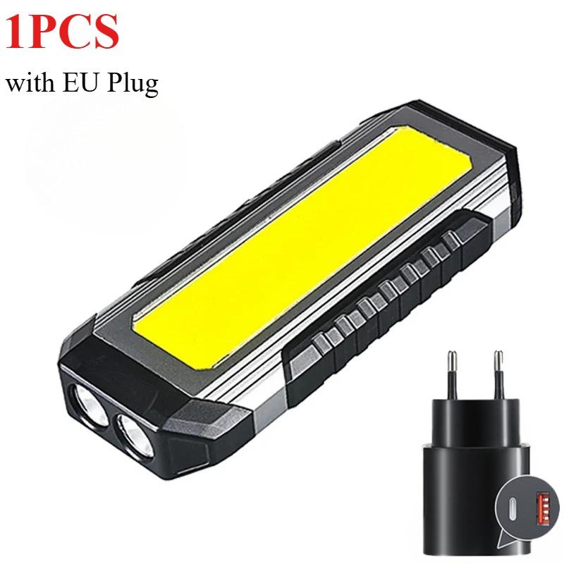 Rechargeable Work Light Portable COB Flashlight 4000mAh Magnetic Hook 7 Modes Power Bank Outdoor Emergency Light Camping Lamp
