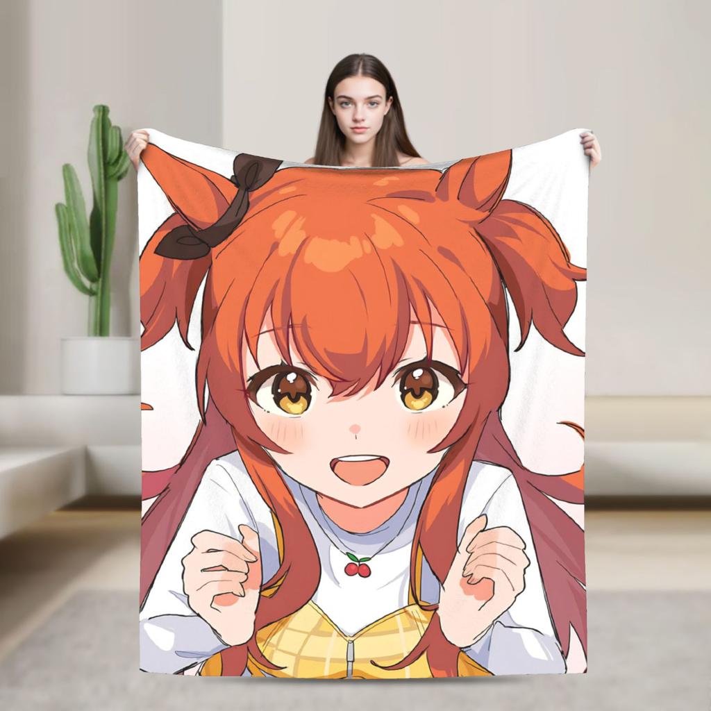 Umamusume Pretty Derby Mejiro Blanket Fleece Autumn/Winter Portable Lightweight Throw Blanket for Bed Bedroom Rug Piece