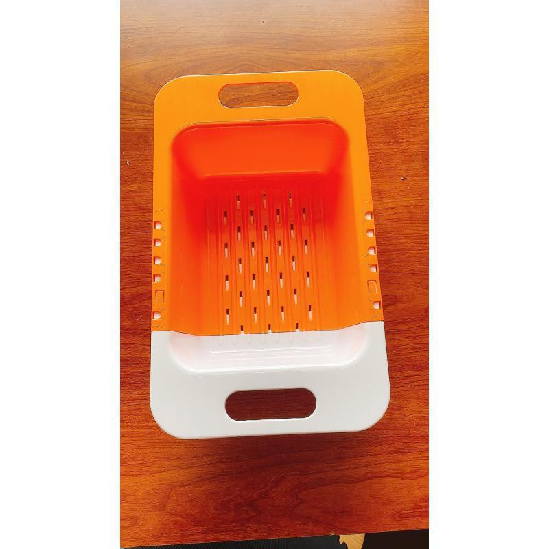 

Телескопическая двухслойная корзина для слива для кухонной мойки белый/оранжевый