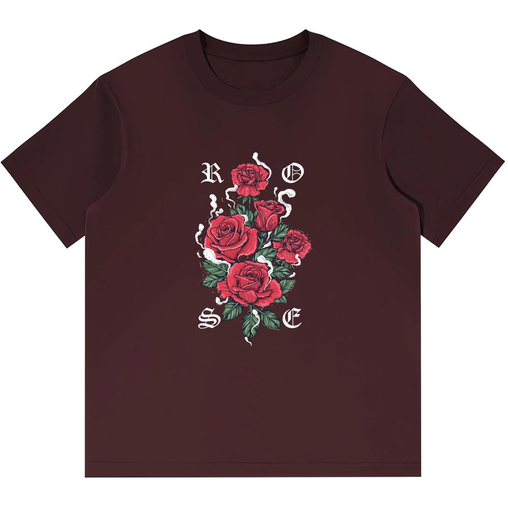 

230GSM Тяжелые хлопковые мужские футболки с розово-красным принтом в стиле ретро, ​​панк-футболка Harajuku, повседневные уличные футболки