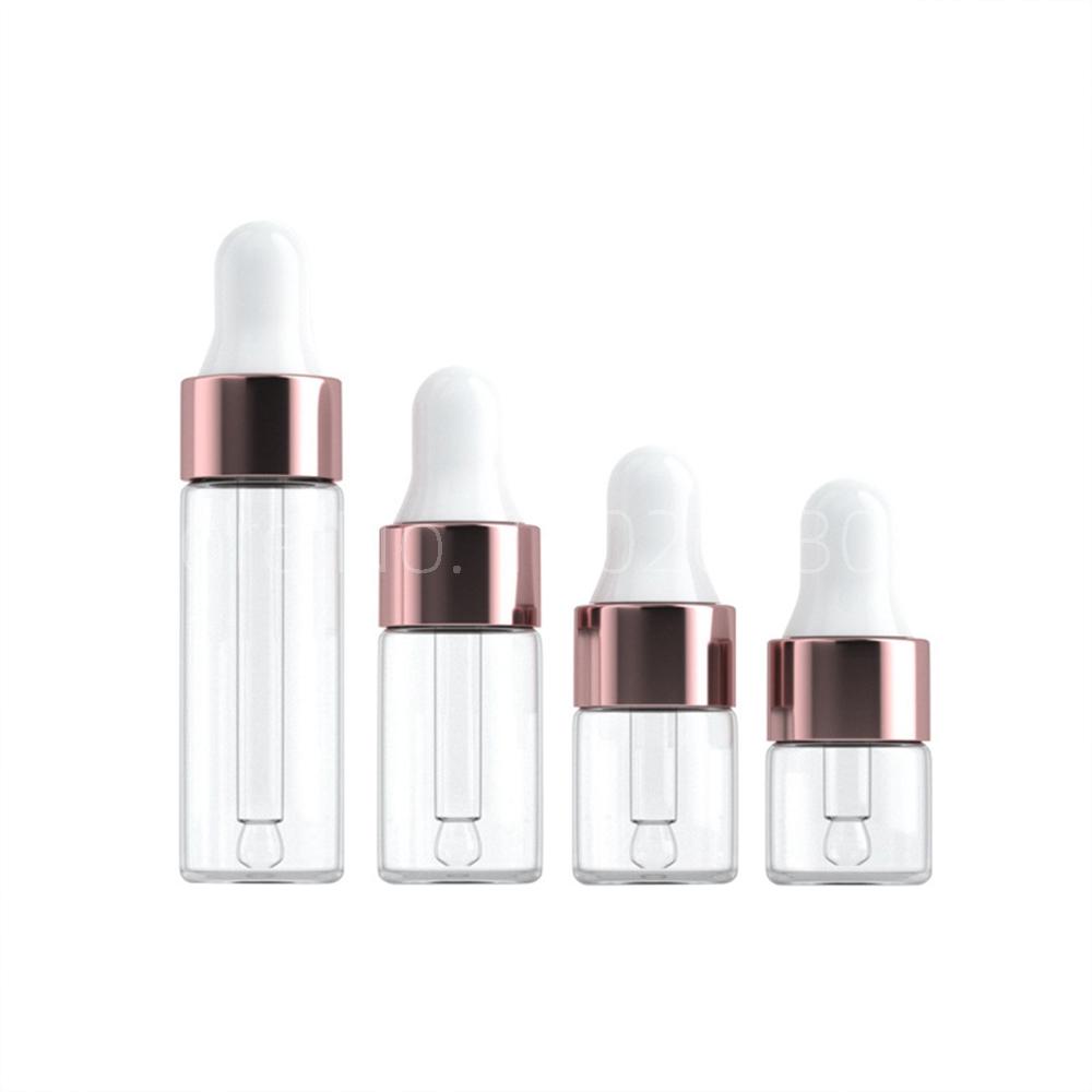 Mini Dropper Bottles Oil Aromatherapy Bottles with Rose Gold Cap Reagent Pipettes Bottles Transparent Bottle 1ml 2ml 3m 4m 5m