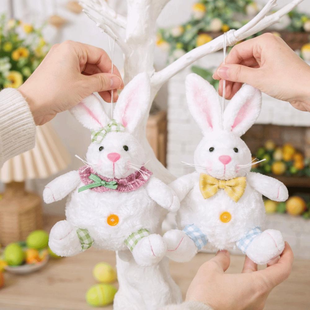 with Lanyard Easter Plush Bunny Cartoon Easter Stuffed Rabbit Spring Rabbit Ornament  Bedroom Decor