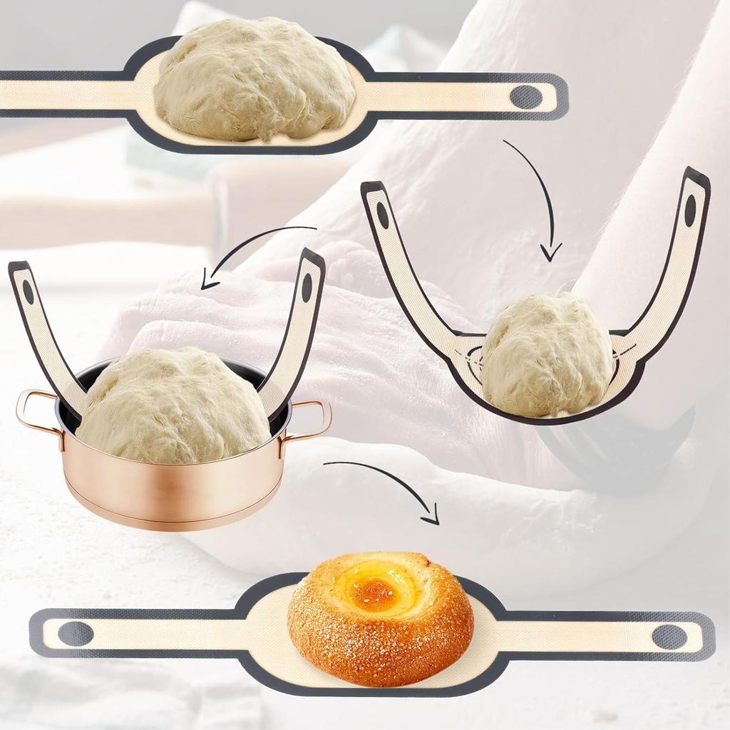 Telo in Silicone Riutilizzabile per Cottura in Forno con Dutch Oven Tappetino Lunghe Maniglie Rivestimenti Antiaderenti per Impasto Trasferibile Accessori per Pasticceria