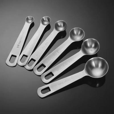6-teiliges Küchenmesslöffel-Set aus 304 Edelstahl zum Backen und Würzen