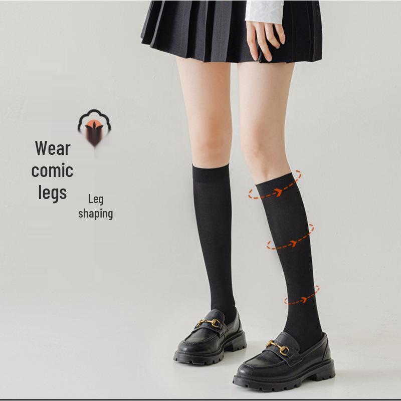 Women's Velvet Calf Slimming Socks - Spring/Summer/Autumn Thin JK Mid-High Over-the-Knee Trendy Style.