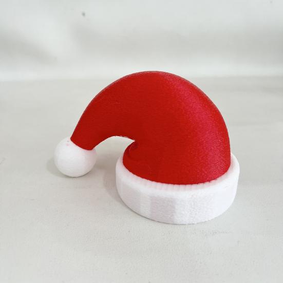 3D Printed Wolf Head Ornament Red Christmas Hat Statue Sculpture Home Office Desktop Trailer Coupling Cover Decoration