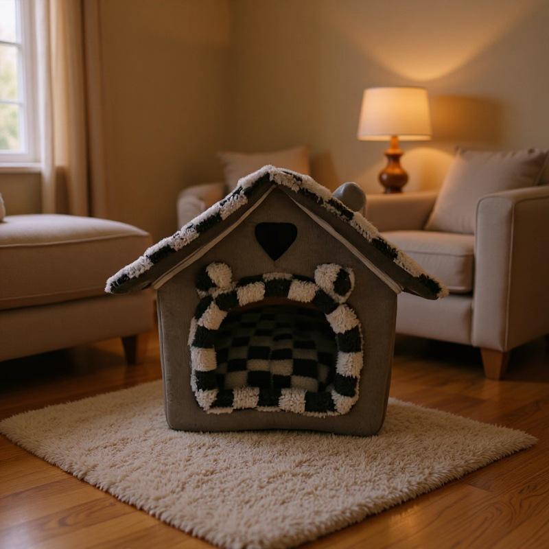 Cuccia calda per animali domestici Quattro Stagioni: Letto Rimovibile e Lavabile per Gatti e Cani di Piccola Taglia