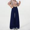 Personalized dark blue loose wide-leg jeans women's new spring and autumn high-waisted thin and drape floor-mopping jeans