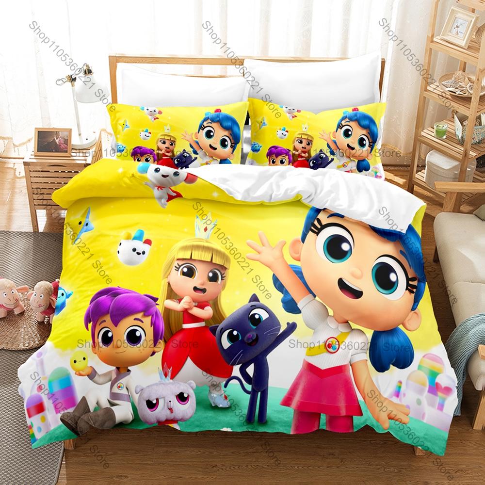 Cool True and the Rainbow Kingdom Themed 3PCS Bedding Set Vivid Rainbow World Art Print Cozy Microfiber All Season Bed Set