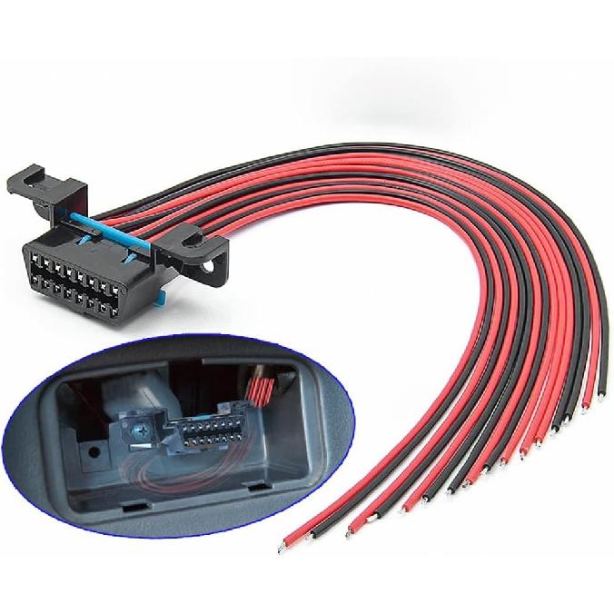16-Pin Female Connector OBD2 Fixed Harness OBDII Assembled Plug Dash Port Wir