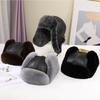 New Winter Men's Rex Rabbit Fur Bomber Hat Ushanka Cap Trapper fluffy Man Ski Hats Caps Real Sheepskin Leather