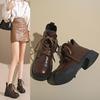 Premium black versatile British style explosive short boots 2025 new thick-soled heightening Martin boots women's thin boots