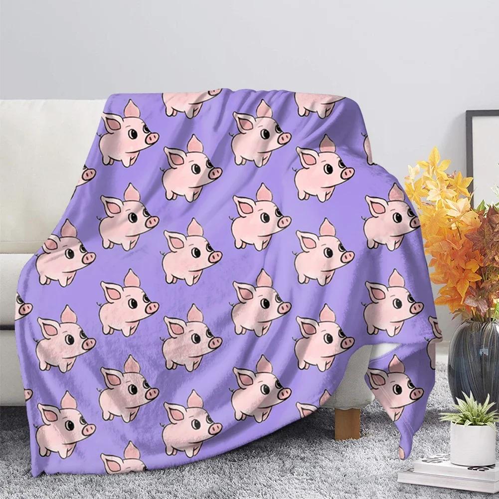 Cute Pig Pink Fleece Blanket Soft Warm Bedroom Throw Blanket On Bed Sofa Bedding Travel Sherpa Blankets for Adult Kids Quilt