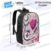 1pc & Medical-Themed Backpack With Heart Print & Medical Tools - Pink Medical Symbols, Lightweight Large Capacity Hospital Trave