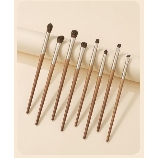 New Wooden Fish 8-Piece Eye Makeup Brushes Set Eyeshadow Brush Nose Shadow Brush Blending Brush Eyebrow Brush Complete Makeup Brush Set Chinese block8Eyeshadow B