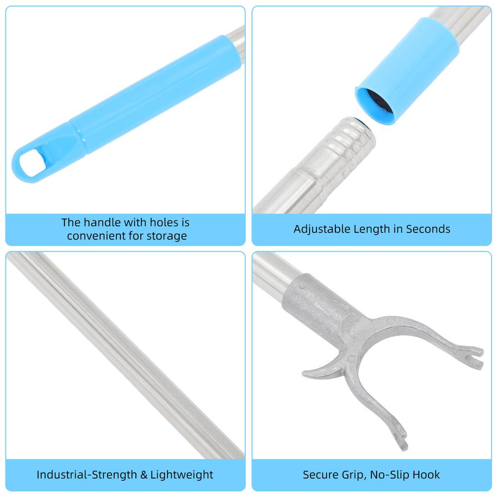 Wardrobe Hook Pole Adjustable Splicing Clothes Rod Stainless Steel Plastic Clothes Reach Tool Home Balcony Closet Hook Pole