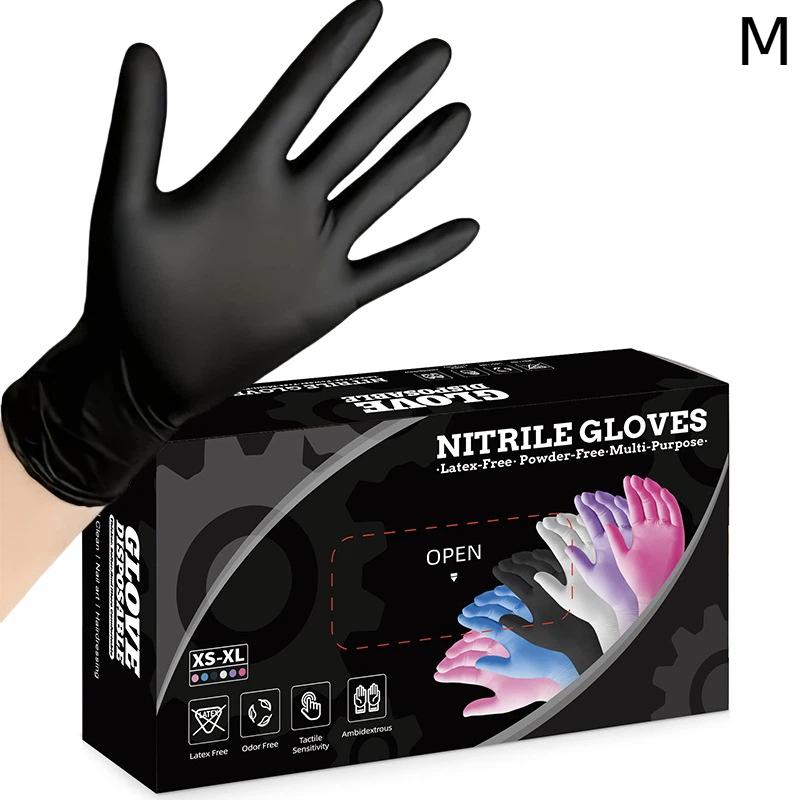 

100 шт. Одноразовые Черные Нитриловые Перчатки Для Домашнего Использования Без Латекса Без Талька Перчатки Для Уборки Инструменты Для Татуировки Парикмахерские M чёрный