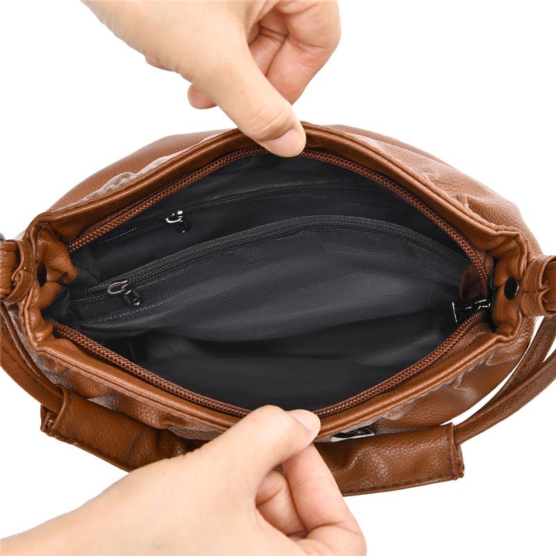 Borsa a Spalla Morbida in PU con Chiusura a Zip Frontale e Tracolla Regolabile Elegante Borsa Tote Quotidiana da Donna