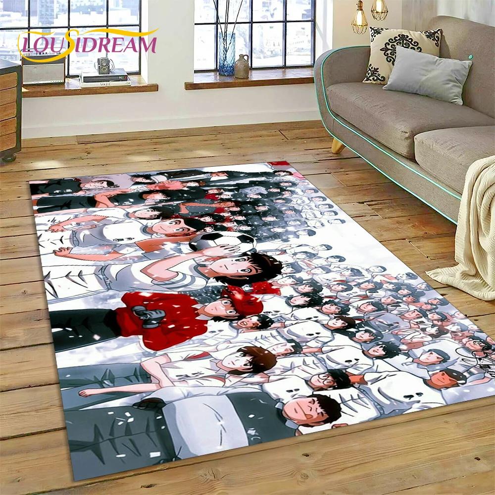 3D Cartoon Captain Tsubasa Fußballteppich für Schlafzimmer Wohnzimmer Heimsofa Dekoration, Kinderspiel Große Dekor Bodenmatte