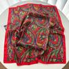 Luxury Soft Stain Silk Square Scarf For Women Cashew Print Neck Shawl Warps Elegant Neckerchief Bandanas Hijab For Beach Travel