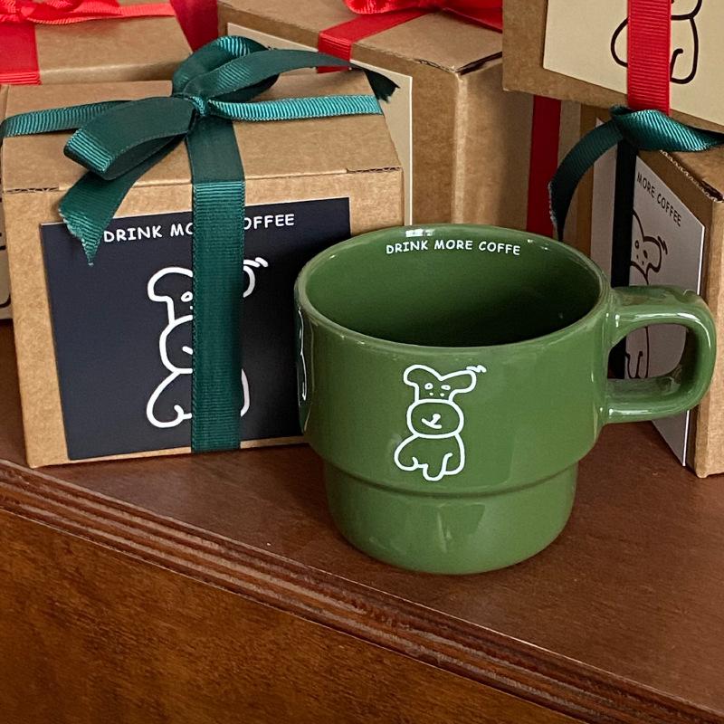 Cute Niche Cartoon Puppy Coffee Cup, Gentle Milk Coffee Autumn And Winter Ceramic Cup, Couple Cup Gift