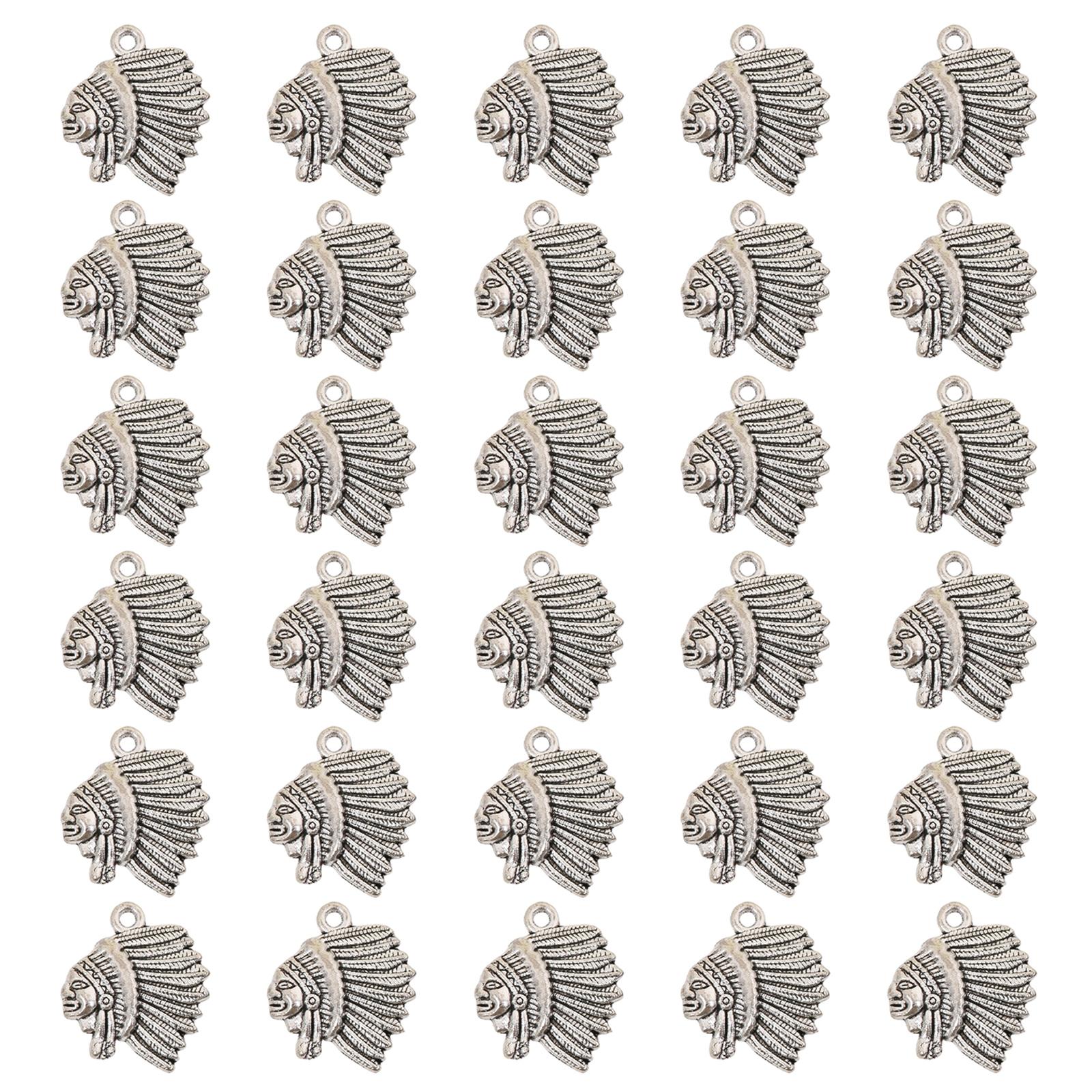 

Упаковка из 30 ожерелий с подвесками в виде головы индейского вождя, племенные украшения, подходящие для дизайна ювелирных изделий и аксессуаров 2