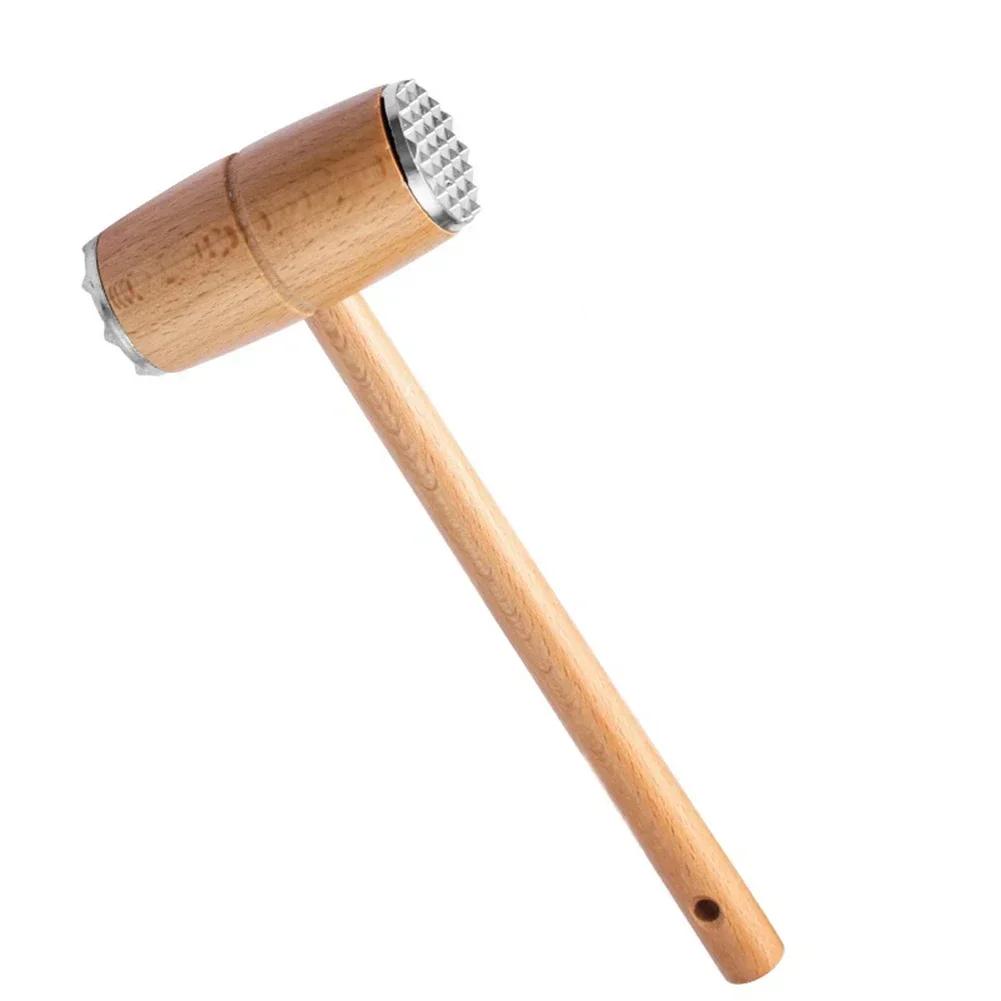 1 Pcs Meat Tenderizer Hammer With Wooden Handle Heavy Sturdy Meat Mallet Dual-side Meat Mallet For Kitchen Meat Pounder Hammer China Mainland