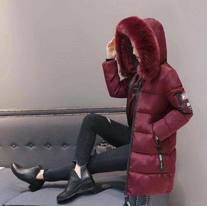 New fashion medium and long cotton-padded clothes women's large size slim-fitting hooded jacket cotton-padded jacket