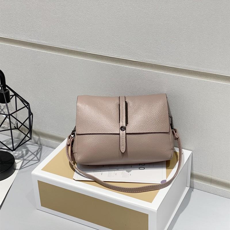 

Fashionable Korean Authentic Leather Women s Bag Shoulder Large-capacity Top-layer Cowhide Soft Casual Small Length 21 width 7 height 15CM розовый