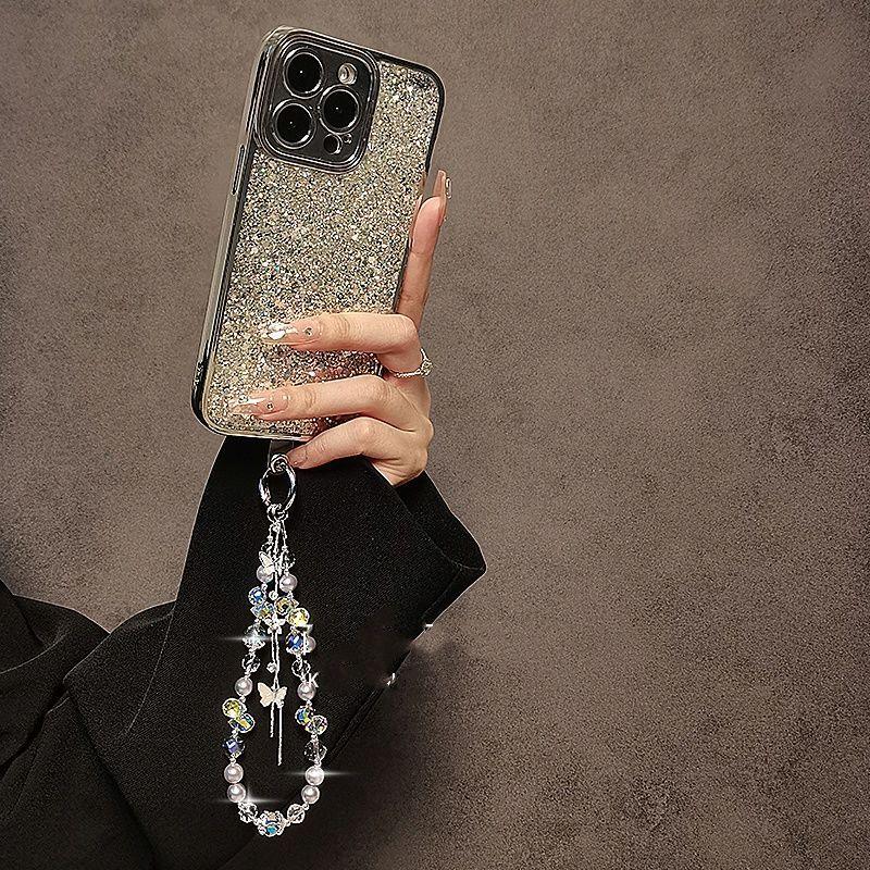 Pvc Butterfly Crystal Phone Chain With Tassels For Women And Men