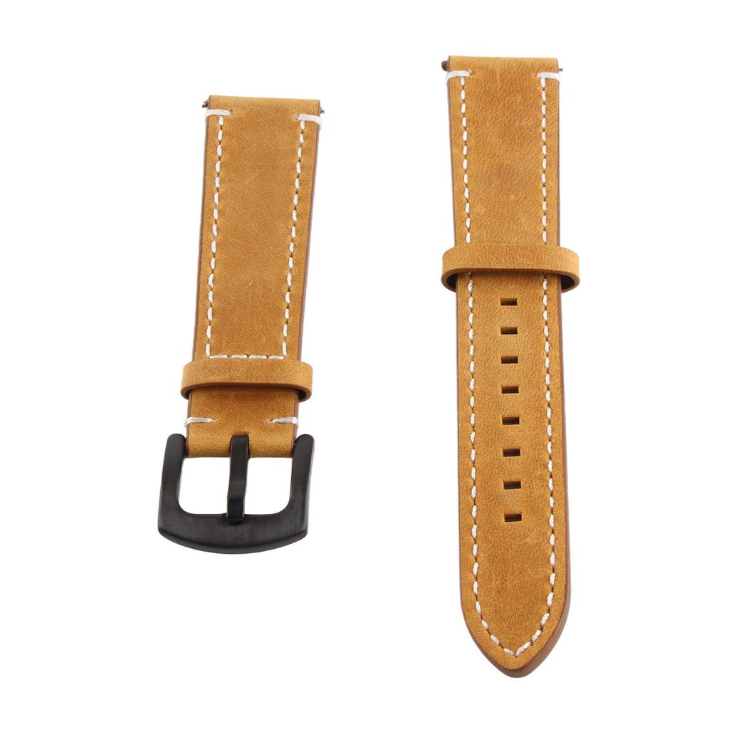 Leather Watch Strap Quick Release Closure Frosted Surface Fashionable Vintage Watch Strap Yellow
